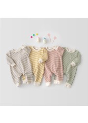 2022 Baby Cotton Soft Baby Clothes Baby Girls Boys Fashion Elegant Long Sleeve O-Neck Newborn Jumpsuit