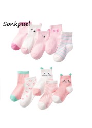 5 Pairs/Lot Baby Socks for Newborns Infant Cute Cartoon Cotton Socks Soft Summer 0-4Years Boy Girl Lovely Mesh Kids Gift CN