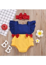 Ma & baby 0-24M Princess Newborn Baby Girls Romper Bow Ruffles Jumpsuit Sunsuit Birthday Party Baby Girls Clothes Costumes D35