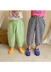 MILANCEL 2022 summer kids plaid pants casual pants boys and girls thin pants ninth