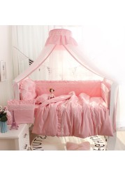 Baby bed around cradle protector lace bumper princess pattern solid color cotton bed sheet bedspreads four seasons universal