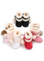 2019 Winter Snow Baby Boots 7 Colors Warm Fluff Balls Indoor Coton Soft Rubber Sole Infant Newborn Baby Boy Boots