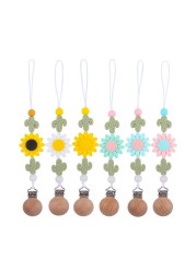 Baby Toddler Baby Doll Pacifier Silicone Cactus Sunflower Soother Nipple Clip Chain Strap Holder Chew Teether Toy Teething