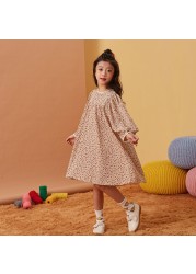 Ton Lion Kids Spring Cute Casual Fashion Long Sleeve Dress Elastic Round Neck Girls Princess Dress Kids