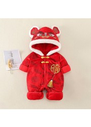 Winter Newborn Baby Romper Boy Girl Traditional Chinese Clothes New Year Costume Party Outfits Infant Rompers Jumpsuit for 0-18M