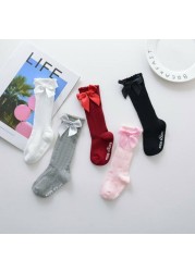 Ma & Baby 0-4Y Baby Toddler Newborn Baby Girls Socks Lace Bow Princess Cute Knee High Long Soft Cotton Socks