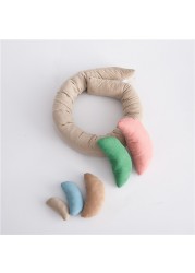 6pcs/set Newborn Posing Bean Bag Baby Photography Prop Cushion Baby Crescent Shaped Pillows Positioner Pillow Basket Filler