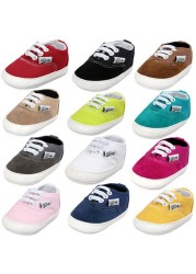 Newborn Baby Shoes Boys Girls Toddler Shoes Canvas Toddler Sneakers Rubber Non-slip Soft Sole Infant First Walkers 0-18 Months