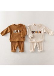 Fashion Baby Clothes Set Spring Baby Boy Girl Casual Tops Loose Sweater Trousers 2pcs Newborn Baby Boy Clothes Outfits