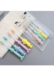 4pcs/set Baby Teeth Children Soft Bristles Cute Teething Rings Soft Toothbrush Silicone Baby Kids Toothbrushes Oral Care Cleaning