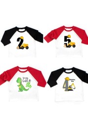 Dinosaur Birthday Shirt Birthday T-shirt Birthday Trcuk Tee Dinosaur Shirt Party Dinosaur Theme Gift Boys Fashion T-shirt