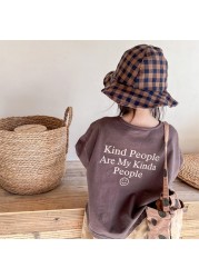 Deer Gunmi Baby Boys T-shirt Letters Printed 2022 Spring Korean Style Kids Pullovers Tops Children Loose Casual Tees