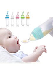 Newborn Baby Feeding Bottle 90ml Silicone Squeeze Spoon Milk Bottle Baby Training Nutrition Supplement