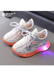 Size 21-30 Children Luminous Shoes For Boys Girls Mesh Kids Boys Glowing Sneakers With LED Lights Non-slip Baby Shoes For Girls