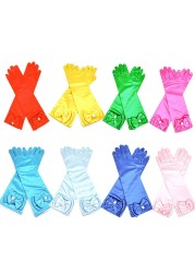 Kids Princess Long Gloves Long Accessories 11 Colors Birthday Party Wedding Elsa Anna Cinderella Belle Sofia