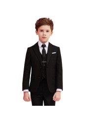 Boys Black 007 Wedding Suit Kids Formal Blazer Clothes Set Gentleman Children's Day Graduation Choir Performance Costume