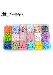 LOVKA 12mm 100pcs/lot Silicone Beads Food Grade Baby Teether Round Beads Baby Chewing Teething Beads Silicone Teether Diy