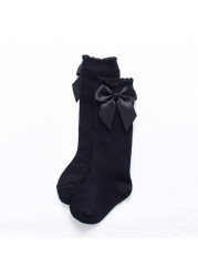 Cotton Pantyhose for Girls Big Bow Knee High Long Socks for Kids No Slip Princess Children Tights Autumn Winter Style