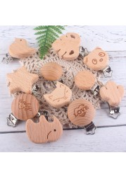 Beech Wood Pacifier Clips Teething Grasping Toy Suspender Magic Clips DIY Pacifier Clips Soother Holder Clamp Accessories