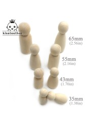 32pcs Girl/Boy (35mm 43mm 55mm 65mm each type 8pcs) Wooden Unfinished People Wooden Big Family Connecting Dolls Family Wooden Craft DIY