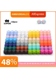 LOFCA10pcs 14mm Small Hexagon Silicone Beads Baby Teether BPA Free DIY Necklace Pacifier Chain Baby Teething Infant Care