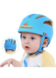 Baby Safety Protective Helmet Boys Girls Baby Hats Cotton Soft Mesh Adjustable Head Protection Children Walking Caps