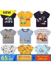 Boys Summer Clothes Children T-shirt Dinosaur Printing Kids Striped Embroidery Tops Boy Cotton T-Shirts Baby Cartoon Tee Clothes