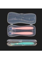 Soft Head Spoon Storage Box Baby Tableware Transparent Case Baby Silicone Spoon Box 18*8.3cm Food Grade PP Travel Utensil Box