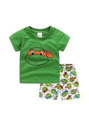 Summer Children Pajamas Suit Boys Short Sleeve Dinosaur Print Cotton Short Sleeve Baby Clothes Pajamas Clothes