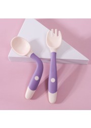 Baby Children Spoon Fork Set Soft Bendable Silicone Scoop Fork Cutlery Set Kid Training Feeding Cutlery Utensils