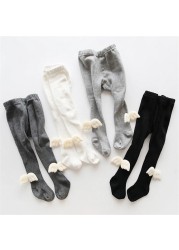 Girls Angel Wings Knitted Cotton Socks Baby Pantyhose 0-6 Years Autumn Winter