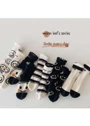 MILANCEL 2022 Kids Socks Cute Smiley Boys Warm Sock Children Socks 5 Pairs Set