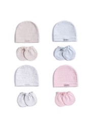 2pcs/set Simple Newborn Baby Newborn Hat Glove Set Soft Cotton Kids Infant Anti-scratch Gloves Hat Gifts