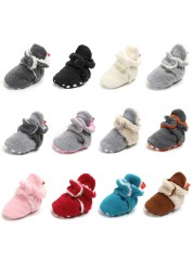 Winter Baby Boy Girl Socks Baby Shoes Socks Easy Wear Tight Hook and Loop Infant Newborn Walking Fluff Warm Moccasins Zapatos Bebe