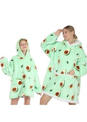 Winter Sherpa Blanket Plush Fleece Family Matching Hoodie Girl Sweatshirt Avocado Homewear Oversized,if you need 2pcs,pls order 2