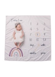 4pcs/set Newborn Flannel Baby Monthly Milestone Blanket Baby Monthly Growth Record Photography Props Creative Background Cloth