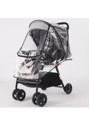 Stroller accessories waterproof rain cover transparent wind dust shield zipper open raincoat for baby stroller cover