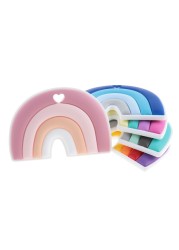 10pcs Rainbow Baby Teething Silicone Teether Pacifier Chain Accessories Dental Care Baby Birthday Gifts BPA Free