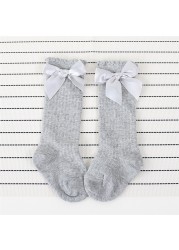 Cotton Pantyhose for Girls Big Bow Knee High Long Socks for Kids No Slip Princess Children Tights Autumn Winter Style