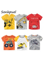 2-8 years old children's summer T-shirt, children's clothing, short-sleeved T-shirt, cartoon car T-shirt, children's cotton T-shirt