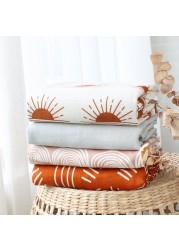 120x120cm Muslin Blanket Cotton Baby Swaddle Bamboo Soft Newborn Blanket Bath Towel Gauze Infant Wrap Sleeping Bag Stroller Cover