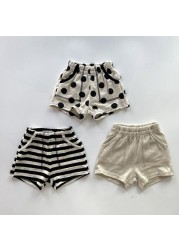 2022 Spring New Dot Print Baby Girl Shorts Kids Summer Casual Pants Children's Clothing Boys Striped Shorts Baby Short Pants