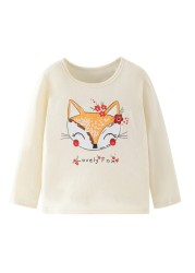 Little maven baby girls T-shirt long sleeve cotton soft autumn clothes lovely flower and fox for baby girls kids 2 to 7 years