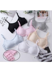 12-18Y Cotton Girls Bra Teenage Underwear Kids Sports Bra Adjustable Bra with Chest Pad Kids Seamless Bralette Puberty Clothes