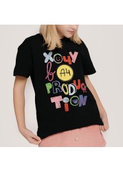 Children's Merch A4 T-shirt Spring Summer Boy "Want A4 Production" Print Fashion Family Clothes Girl's Casual T-shirt Tops