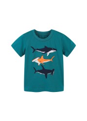 Little maven baby boys summer clothes lovely shark and whale cotton T-shirt baby boy boys kids 2-7 years