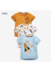 Little maven 2022 baby boys summer clothes kids cotton T-shirt lovely cartoon space fashion tops for children 2-7year