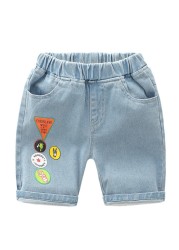 Baby Boys Summer Denim Letter Shorts Children Casual Fashion Jeans Shorts Shorts For Kids 2-7Yrs