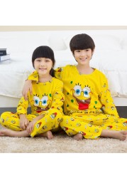 Newborn Kids Boys Girls Pajama Sets Cartoon Casual Long Sleeve Cute T-shirt Tops With Pants Toddler Baby Autumn Sleeping Clothes