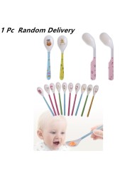 1pc Baby Spoon Straight Head Feeding Training Cutlery Flatware Tableware Infant Children Kids Safe Feeder Learning Supplies